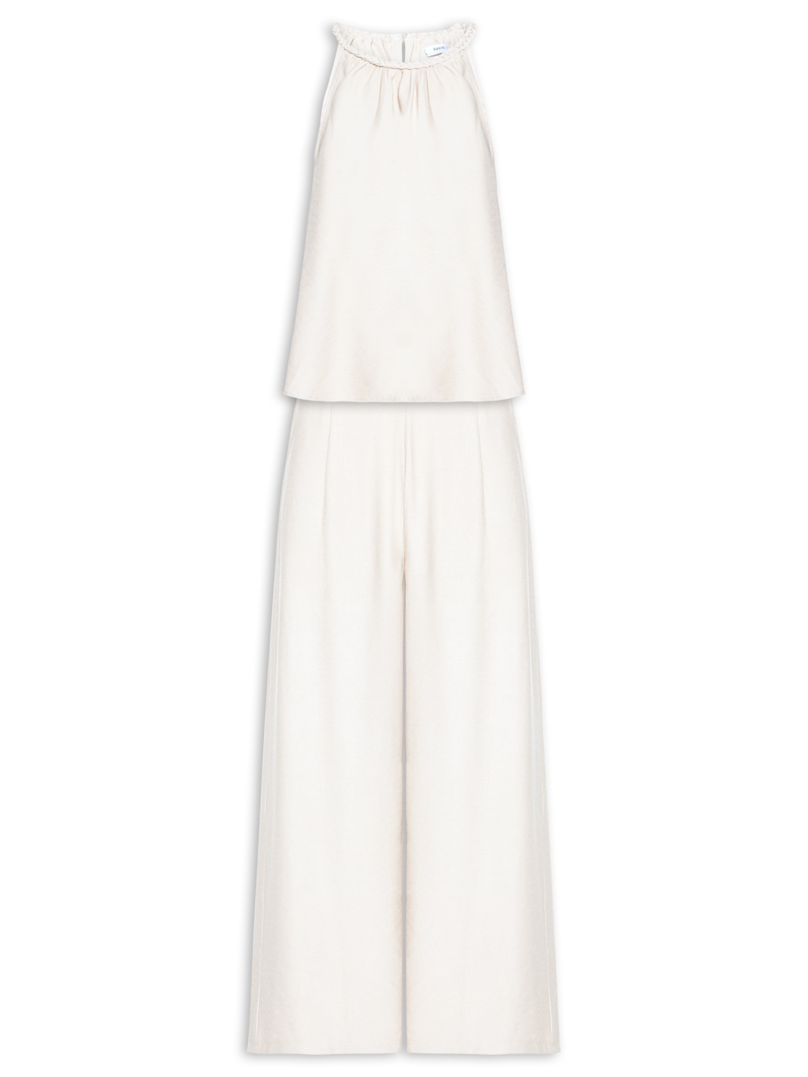 Conjunto Feminino Blusa Alcinha E Calça Pantalona Off White Basiq