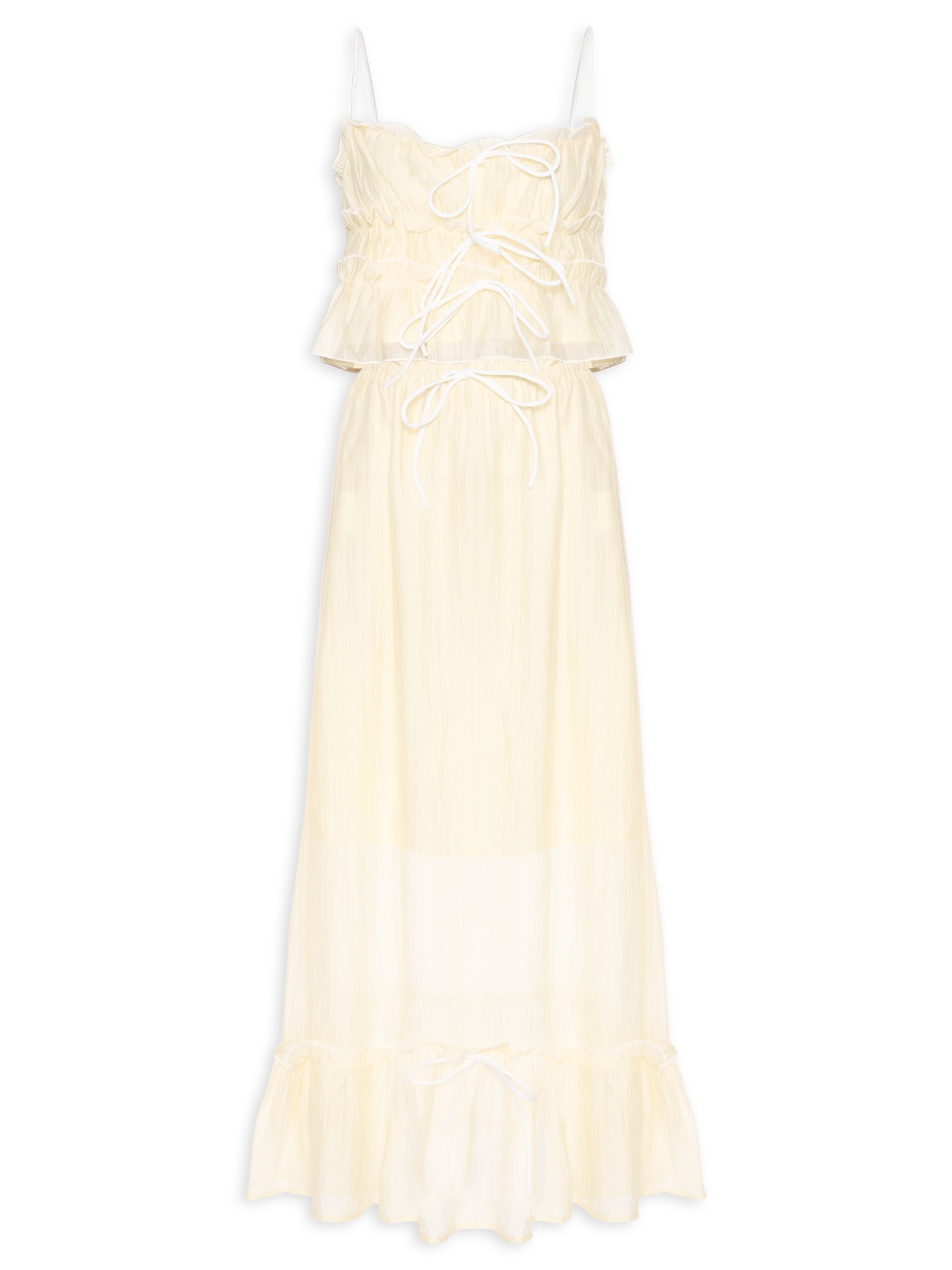 Conjunto Feminino Blusa Babados E Saia Midi Amarelo Market 33