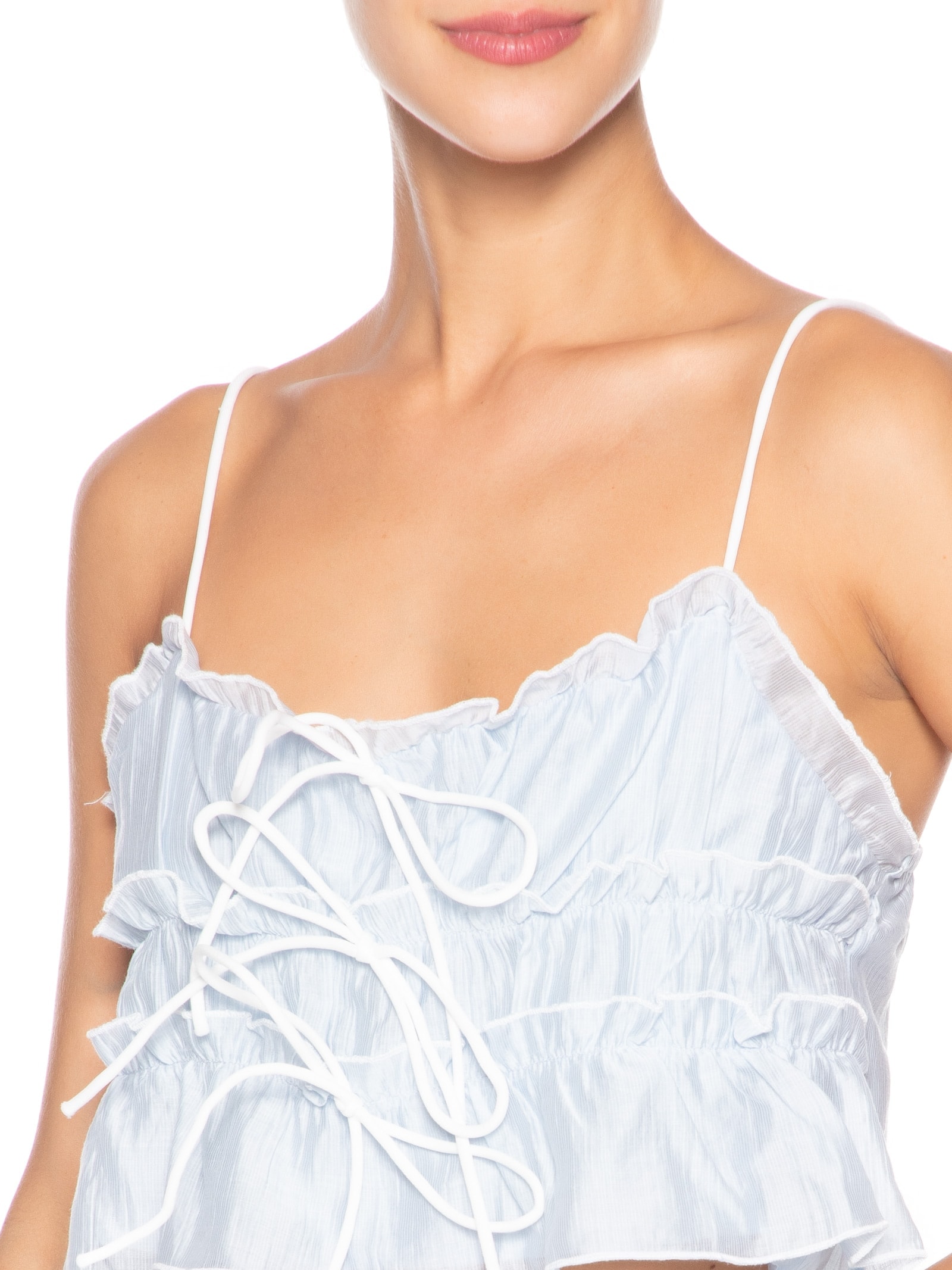 Conjunto Feminino Blusa Babados E Saia Midi Azul Market 33