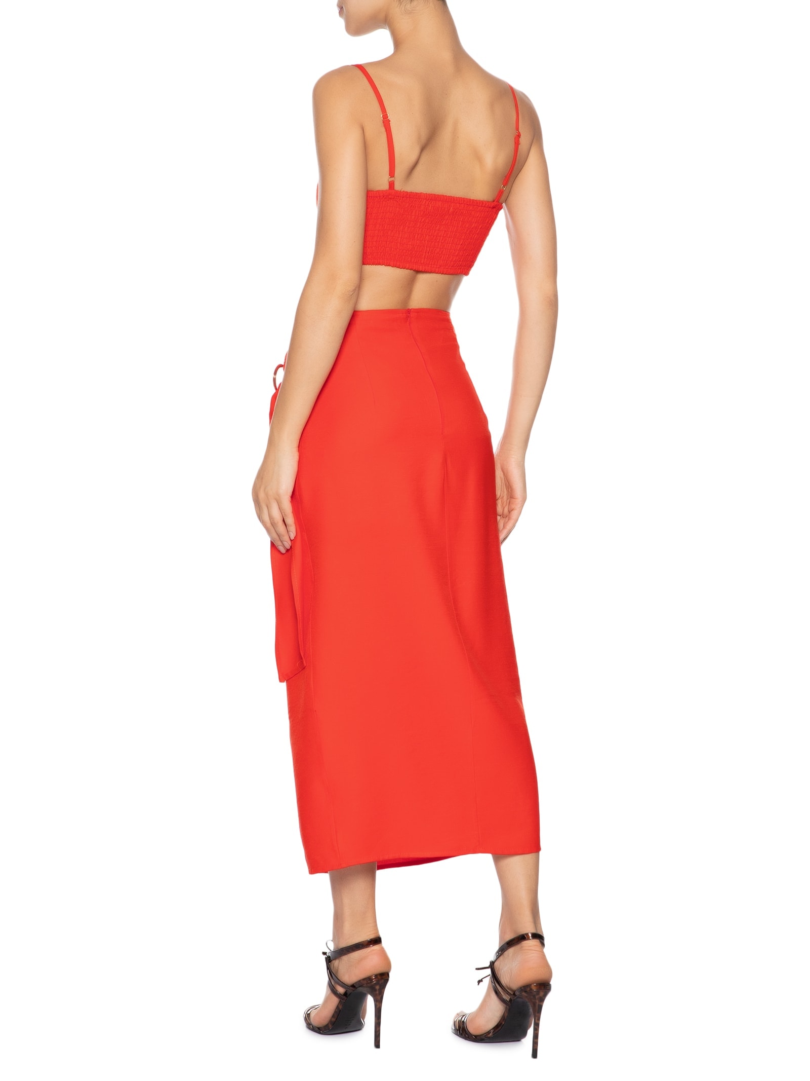 Conjunto Feminino Blusa E Saia com Fivela Vermelho Market 33