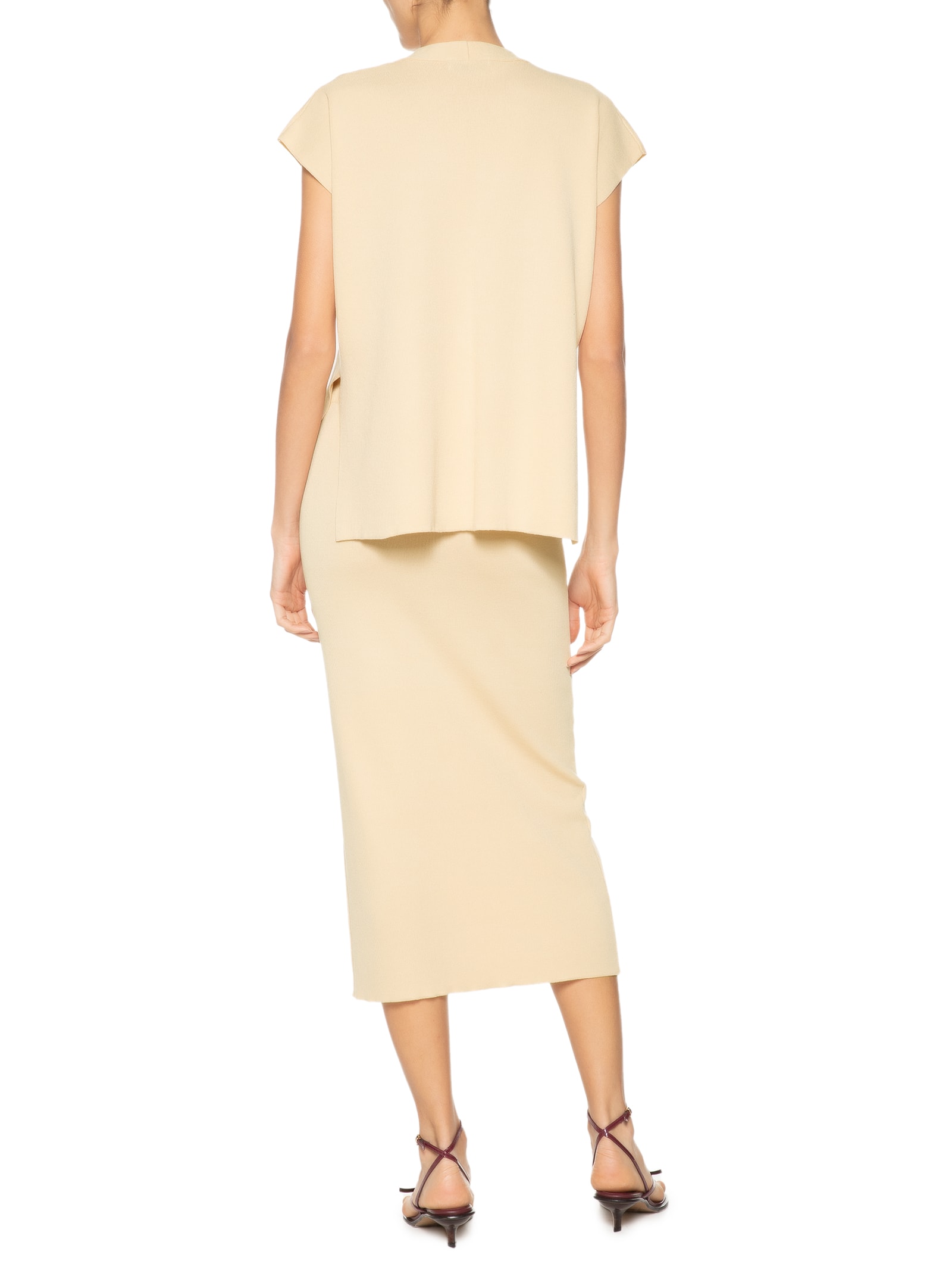 Conjunto Feminino Blusa e Saia em Tricot Amarelo '2Essential