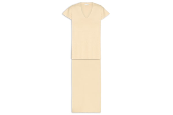 Conjunto Feminino Blusa e Saia em Tricot - Amarelo