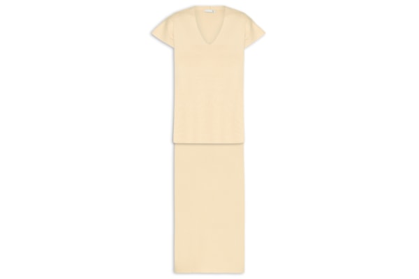 Conjunto Feminino Blusa e Saia em Tricot - Amarelo