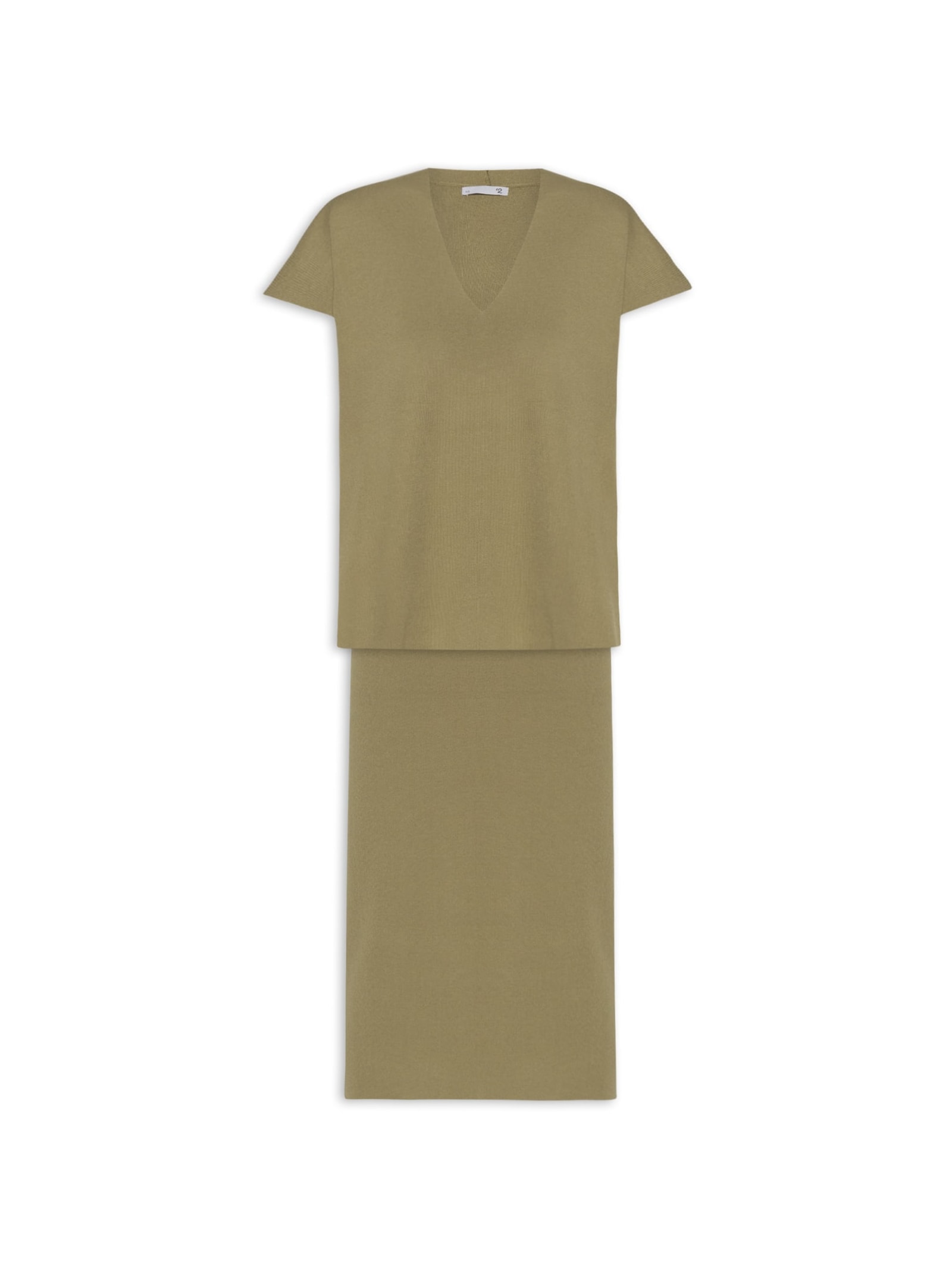 Conjunto Feminino Blusa e Saia em Tricot Verde '2Essential