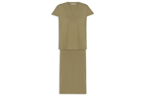 Conjunto Feminino Blusa e Saia em Tricot - Verde