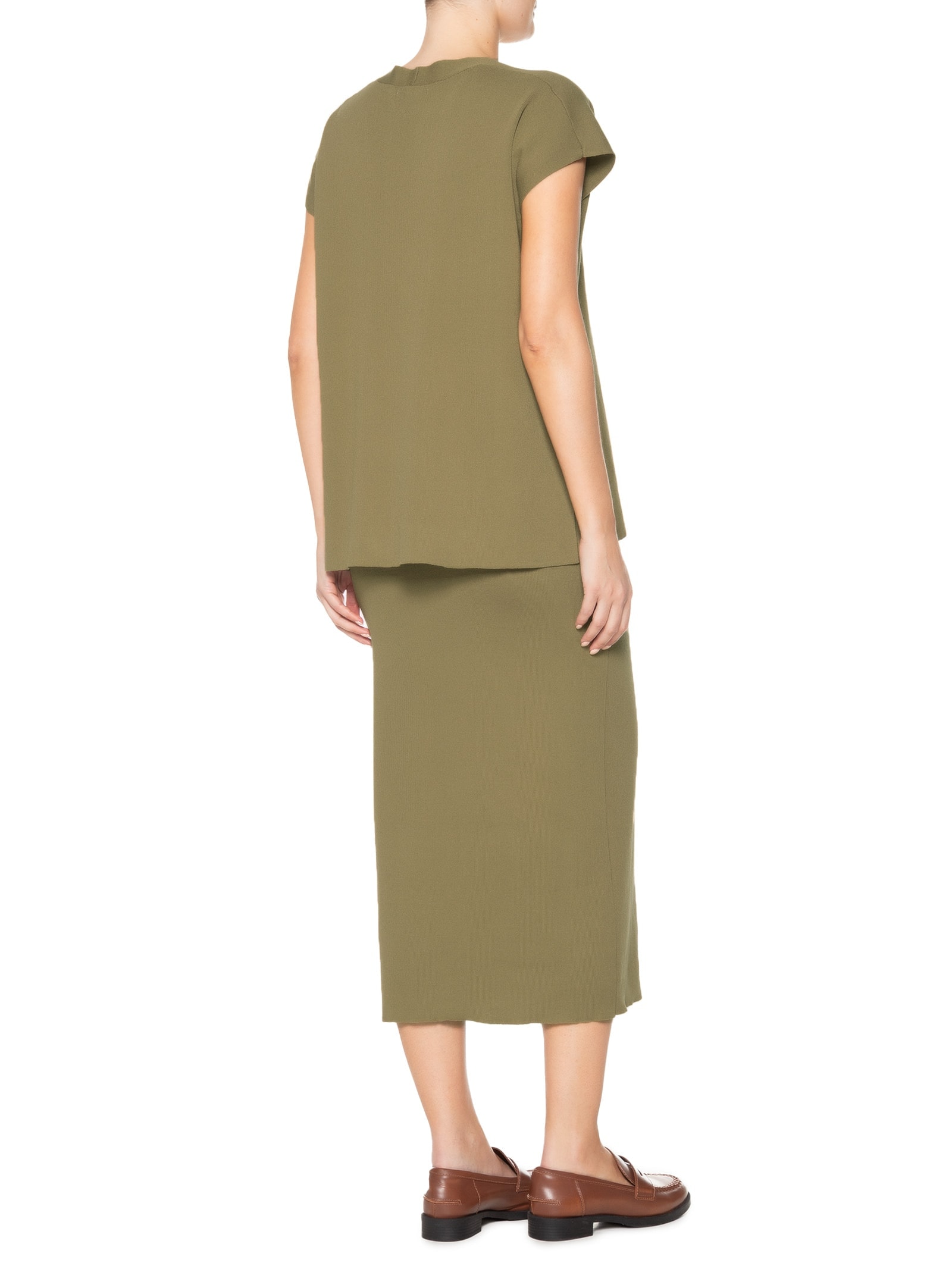 Conjunto Feminino Blusa e Saia em Tricot Verde '2Essential