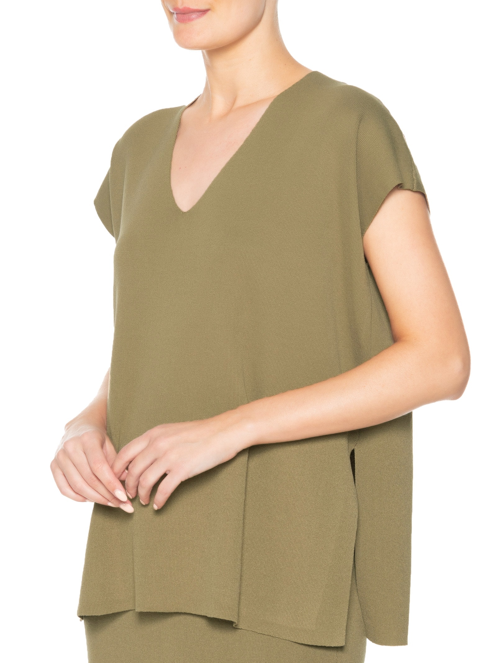 Conjunto Feminino Blusa e Saia em Tricot Verde '2Essential