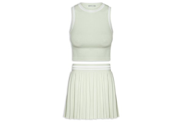 Conjunto Feminino Blusa e Saia Plissada - Verde