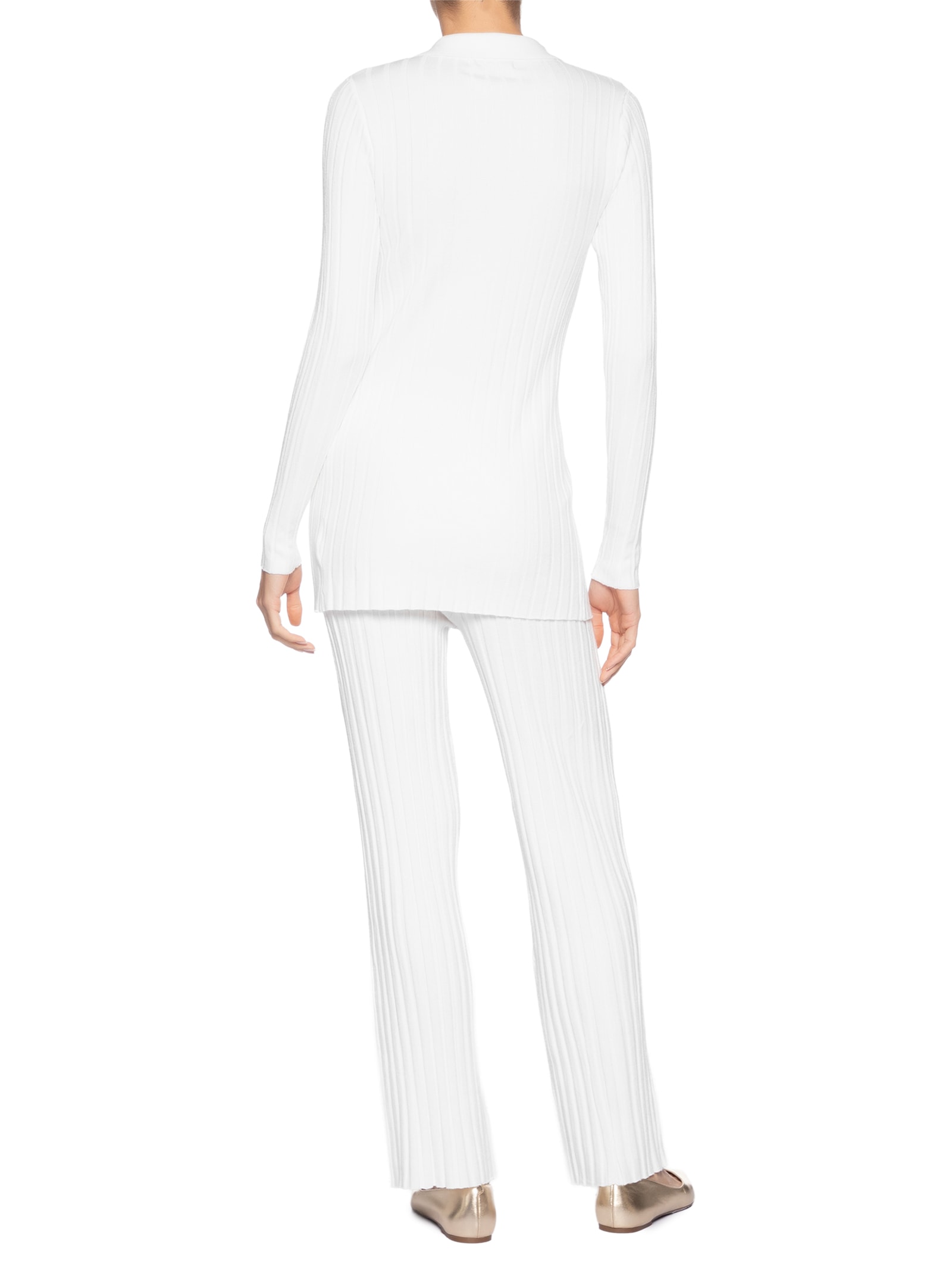 Conjunto Feminino Blusa Polo E Calça Em Tricot Branco '2Essential