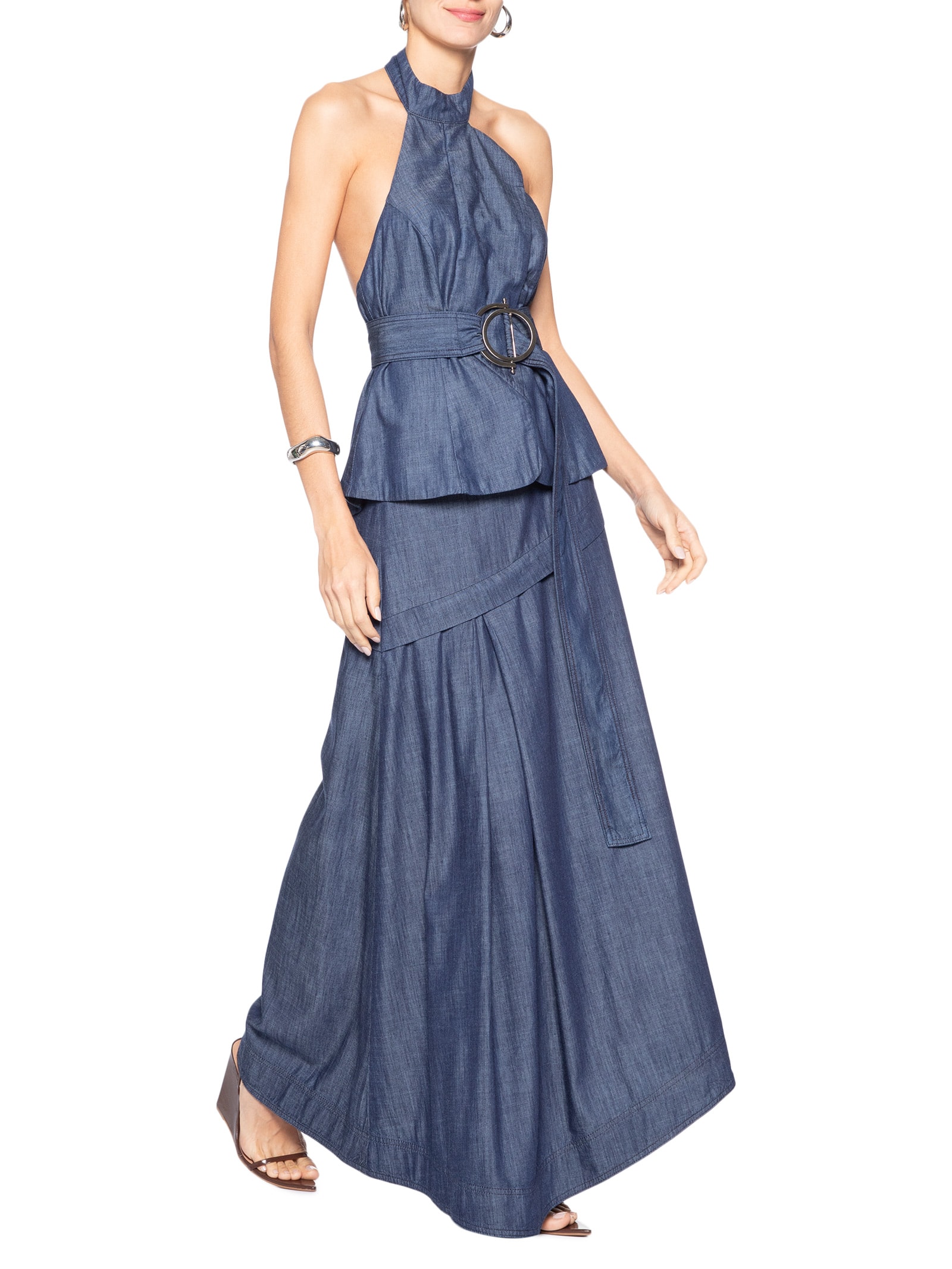 Conjunto Feminino Blusa/ Saia Azul Forum + Tufi Duek