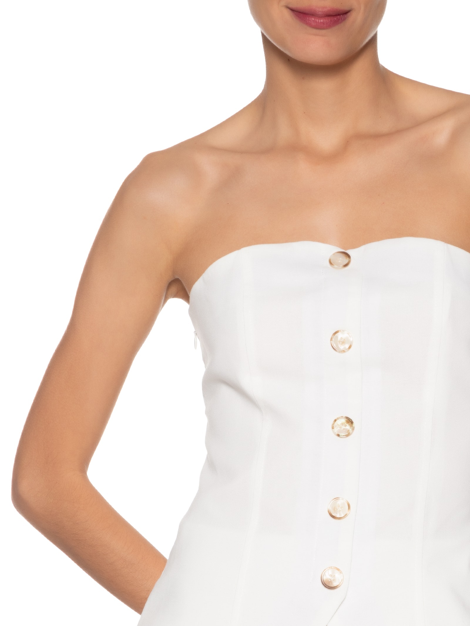 Conjunto Feminino Blusa Sem Alça E Saia Midi Branco Basiq