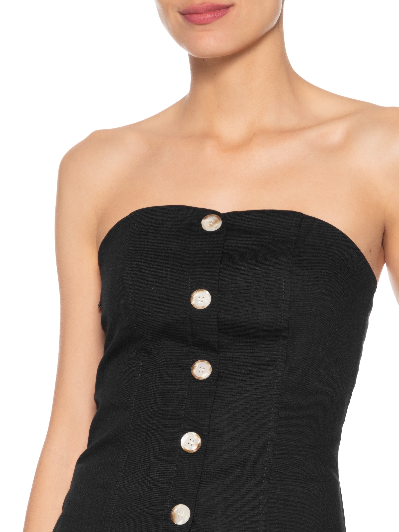 Conjunto Feminino Blusa Sem Alça e Saia Midi Preta  Basiq