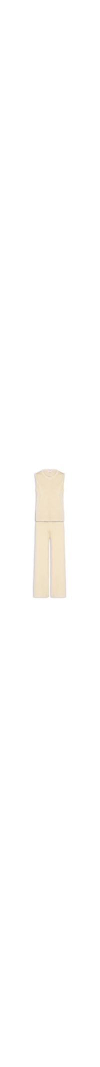Conjunto Feminino Blusa Sem Manga E Calça Em Tricot Bicolor - Bege