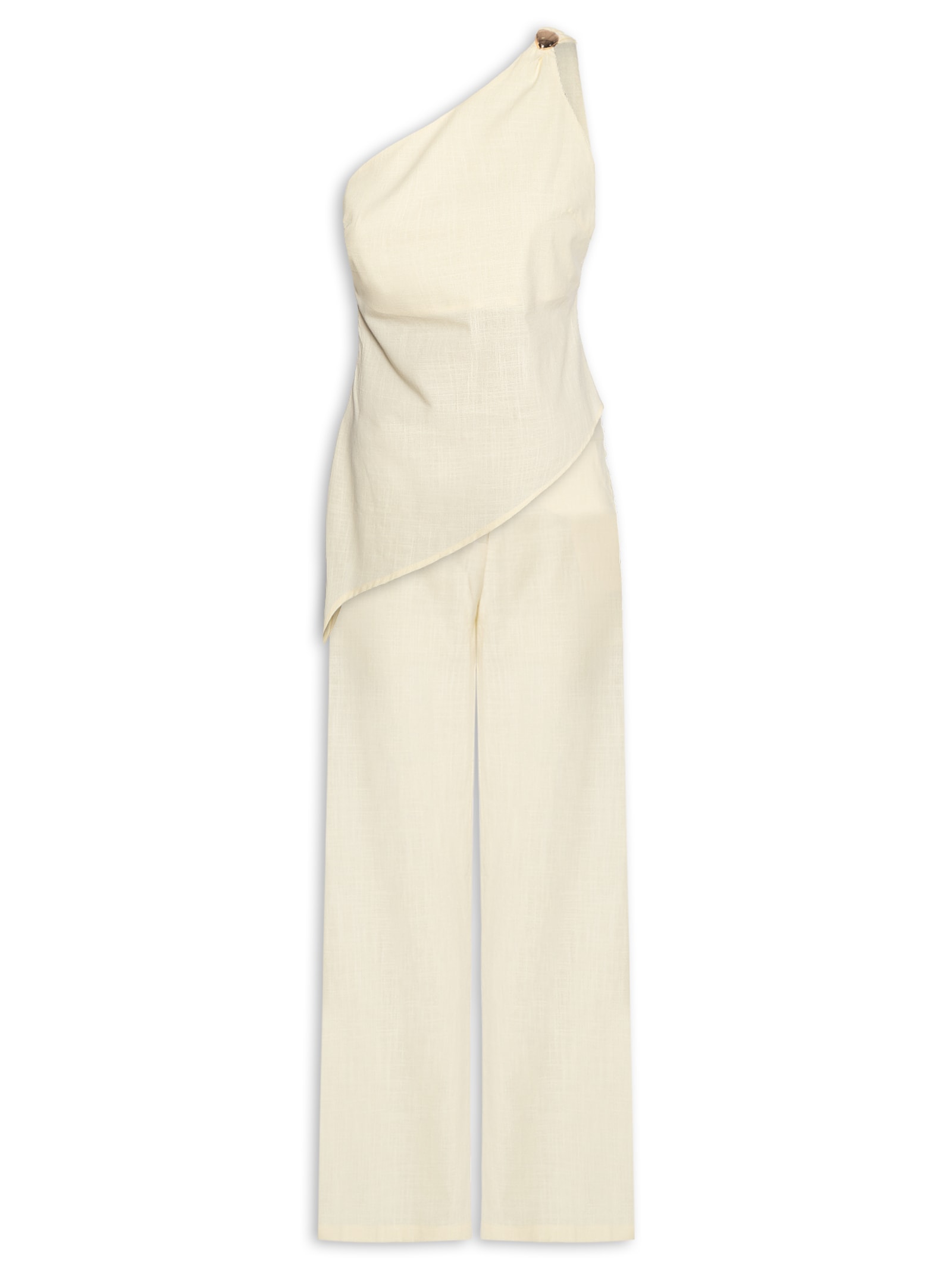 Conjunto Feminino Blusa Um Ombro Só E Calça Pantalona Amarelo Market 33