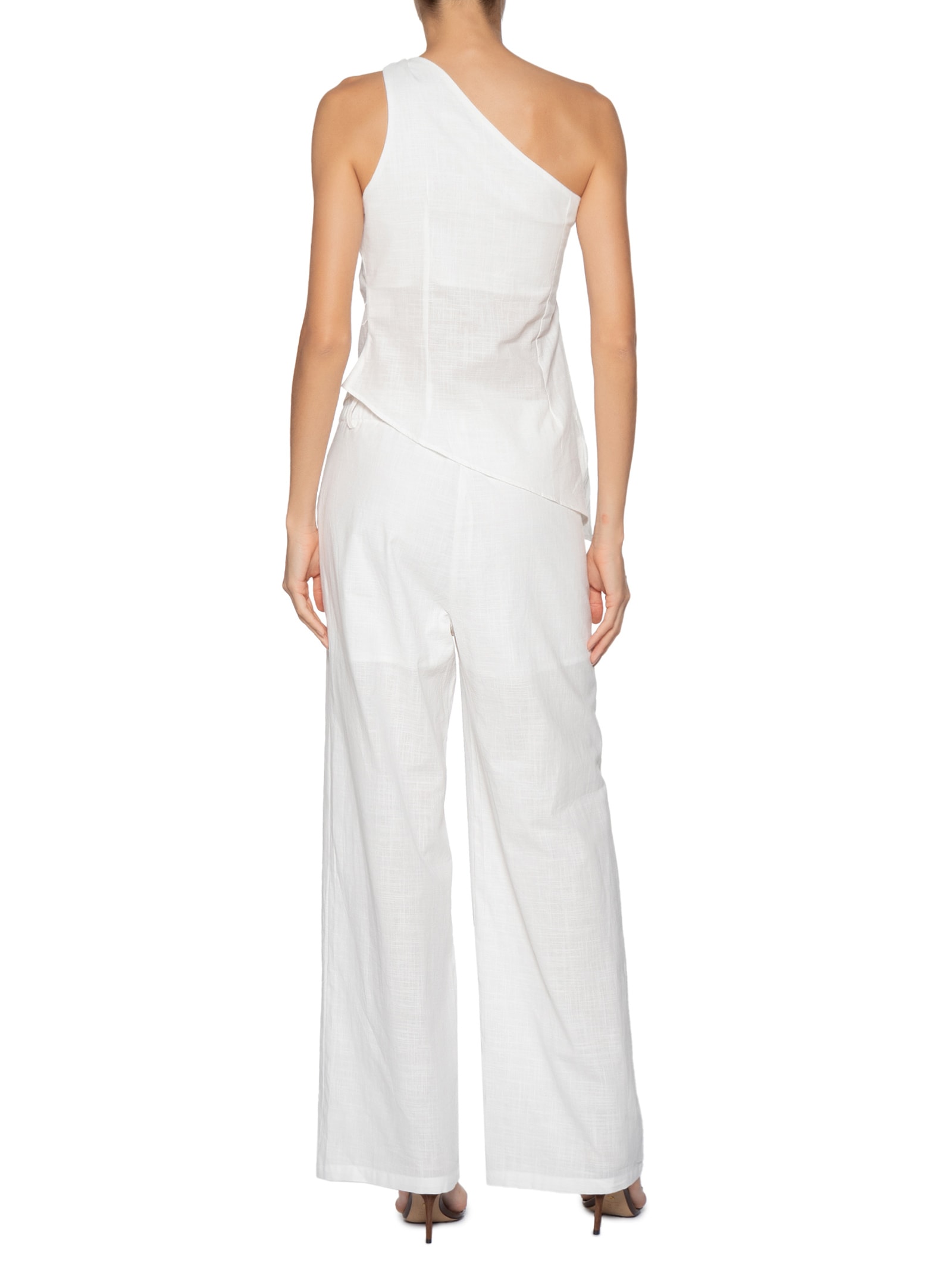 Conjunto Feminino Blusa Um Ombro Só E Calça Pantalona Off White Market 33