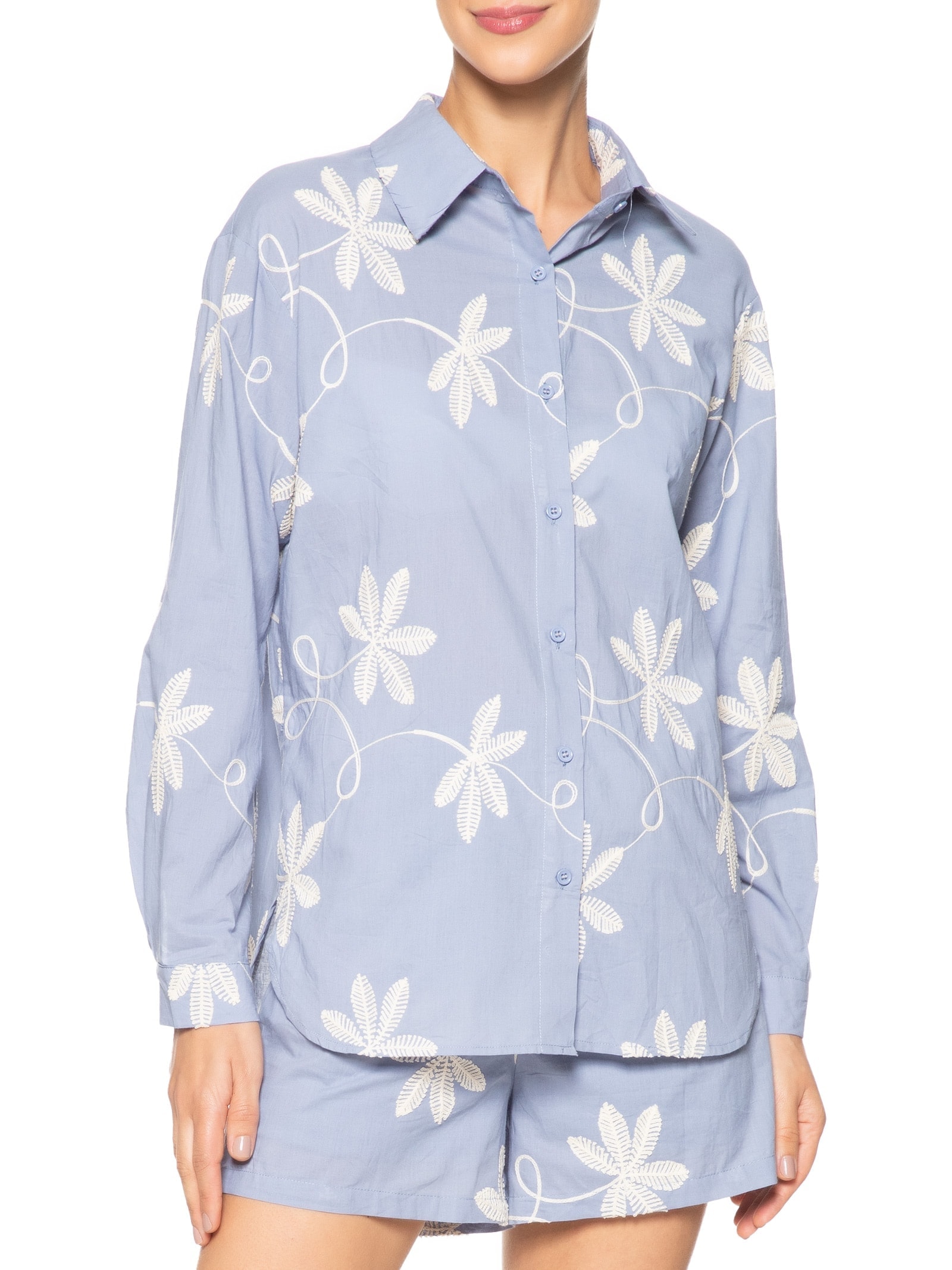 Conjunto Feminino Bordado Azul Market 33