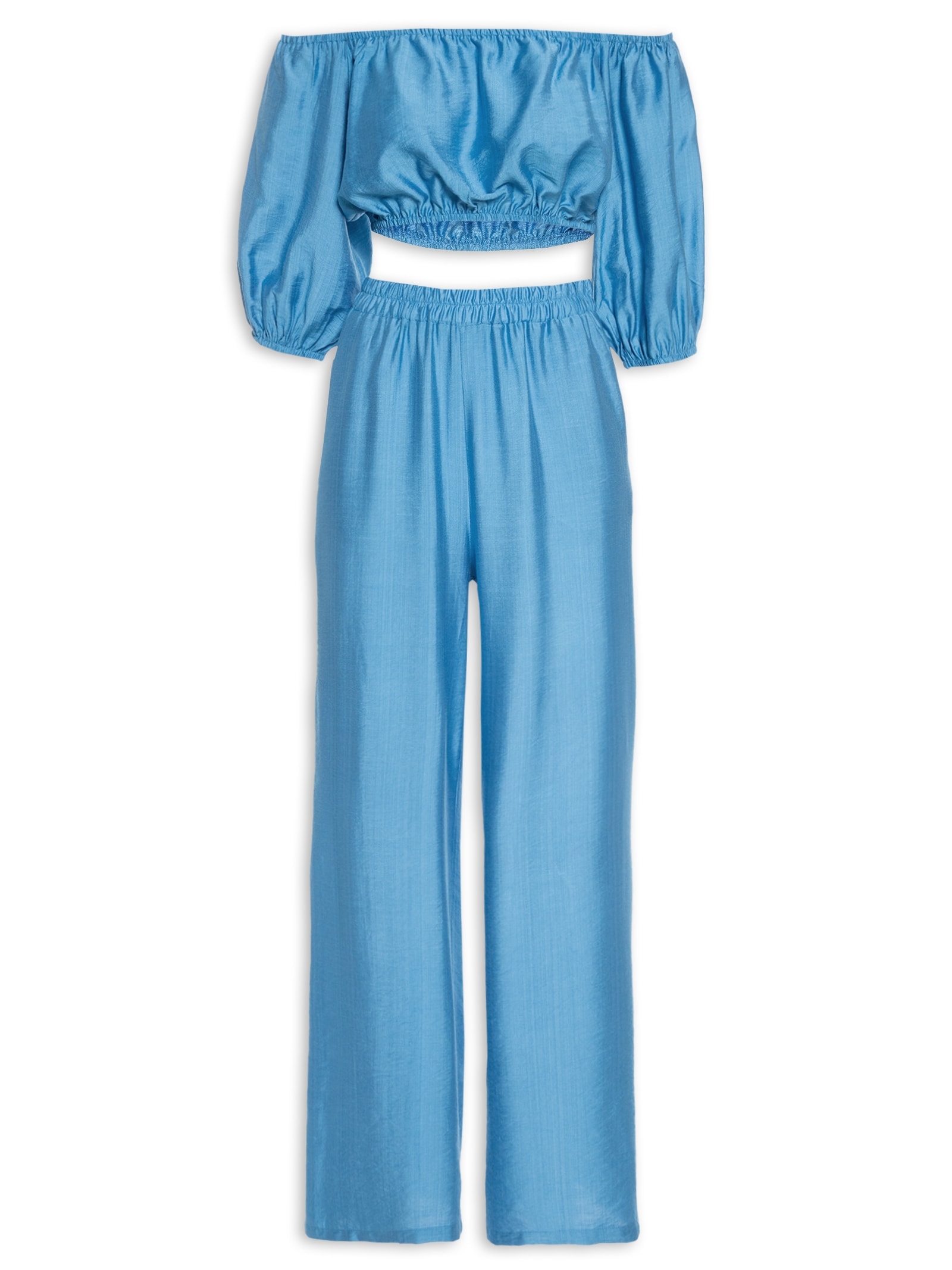 Conjunto Feminino Calça E Top Azul Market 33