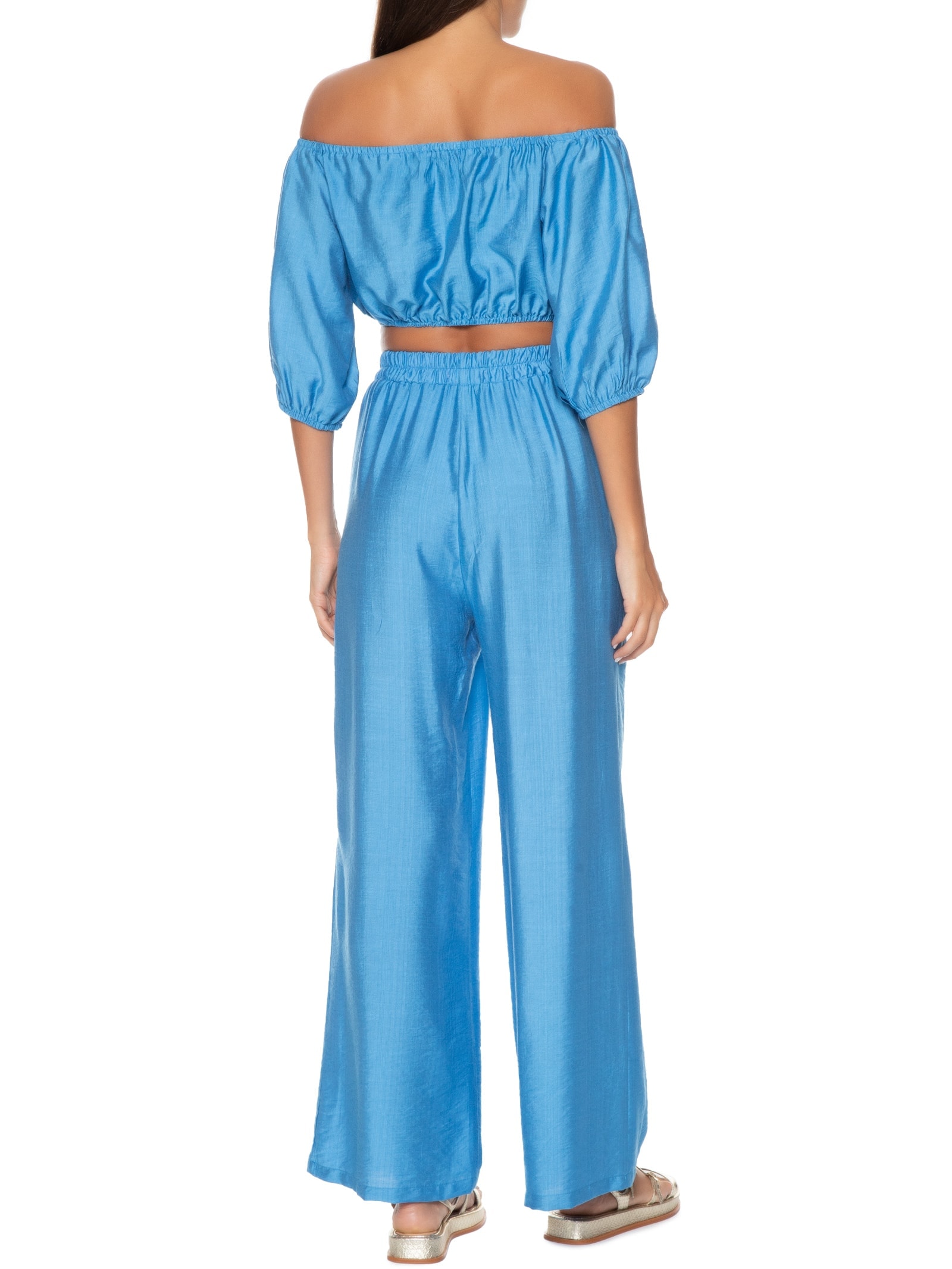 Conjunto Feminino Calça E Top Azul Market 33