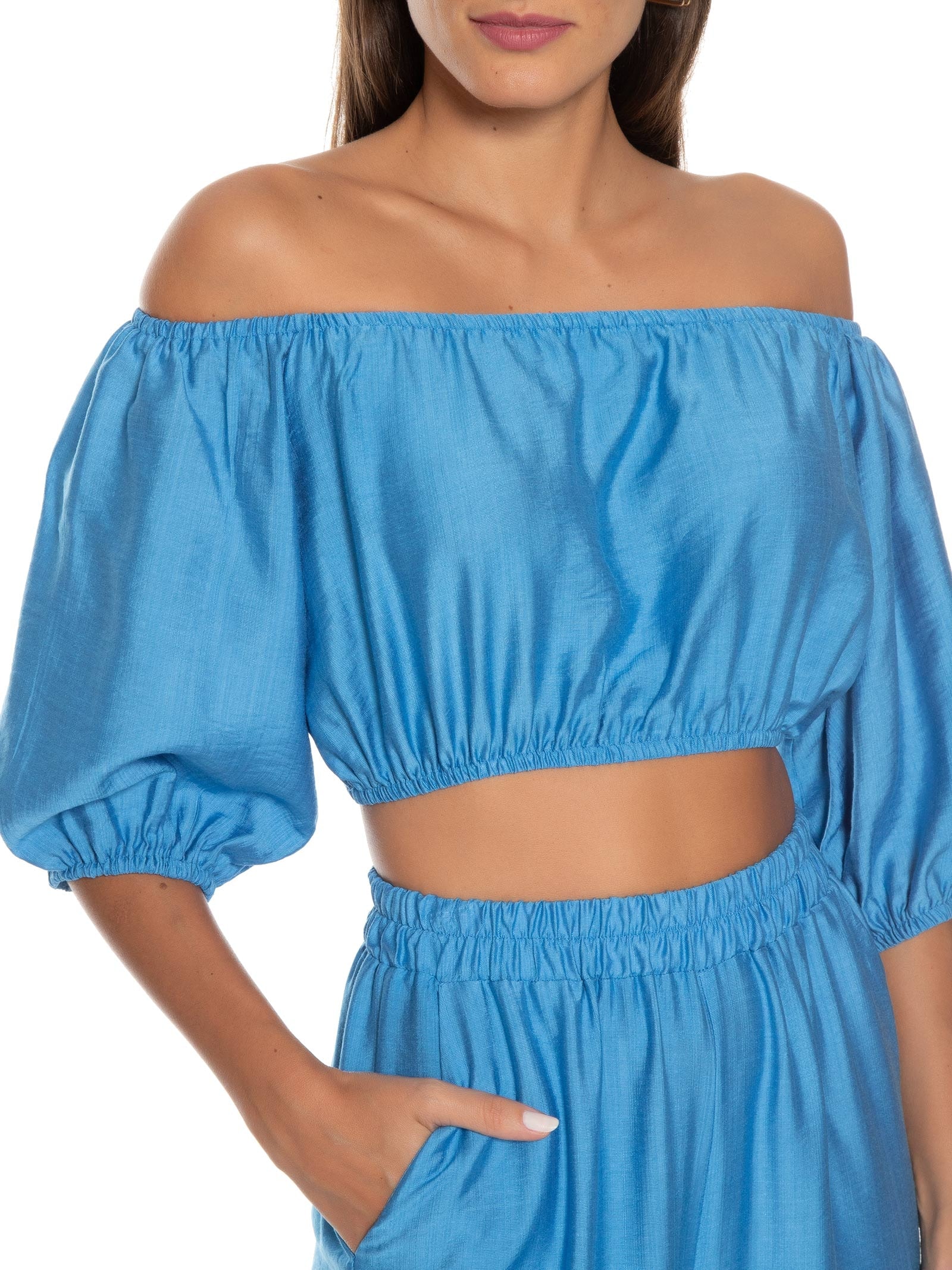 Conjunto Feminino Calça E Top Azul Market 33