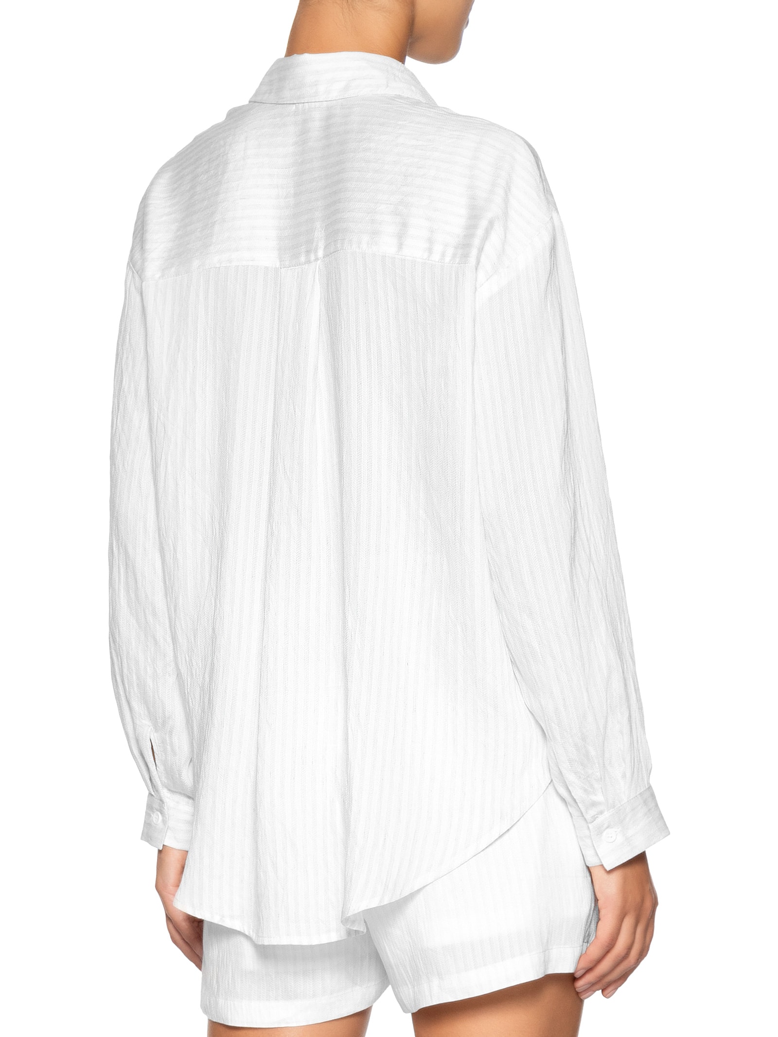 Conjunto Feminino Camisa Com Short Com Linho Branco Basiq