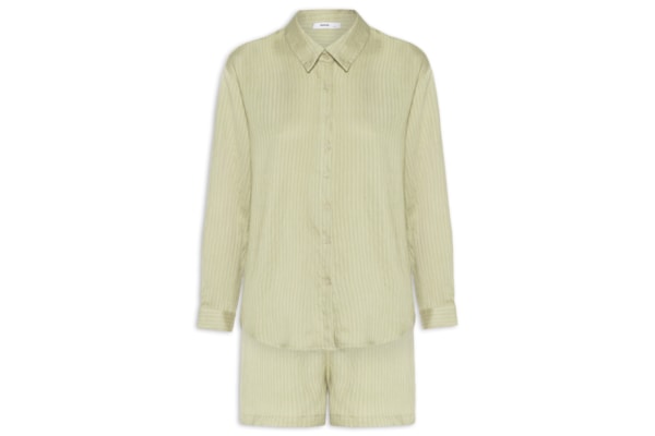 Conjunto Feminino Camisa Com Short Com Linho - Verde