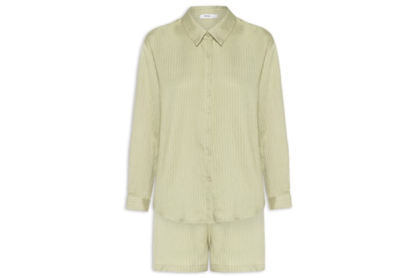 Conjunto Feminino Camisa Com Short Com Linho - Verde