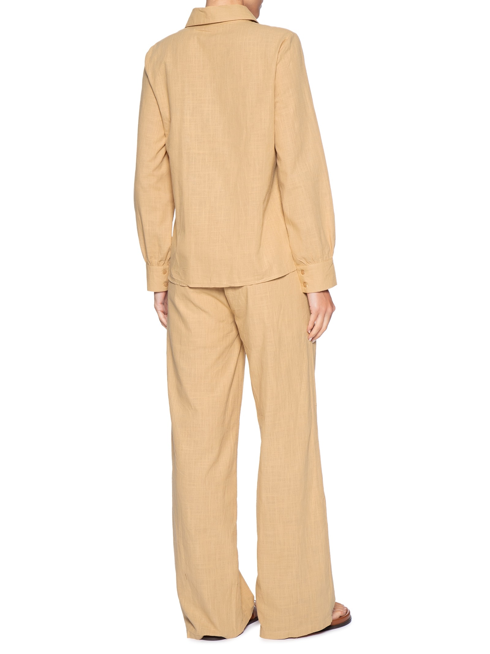 Conjunto Feminino Camisa E Calça Amarelo Basiq