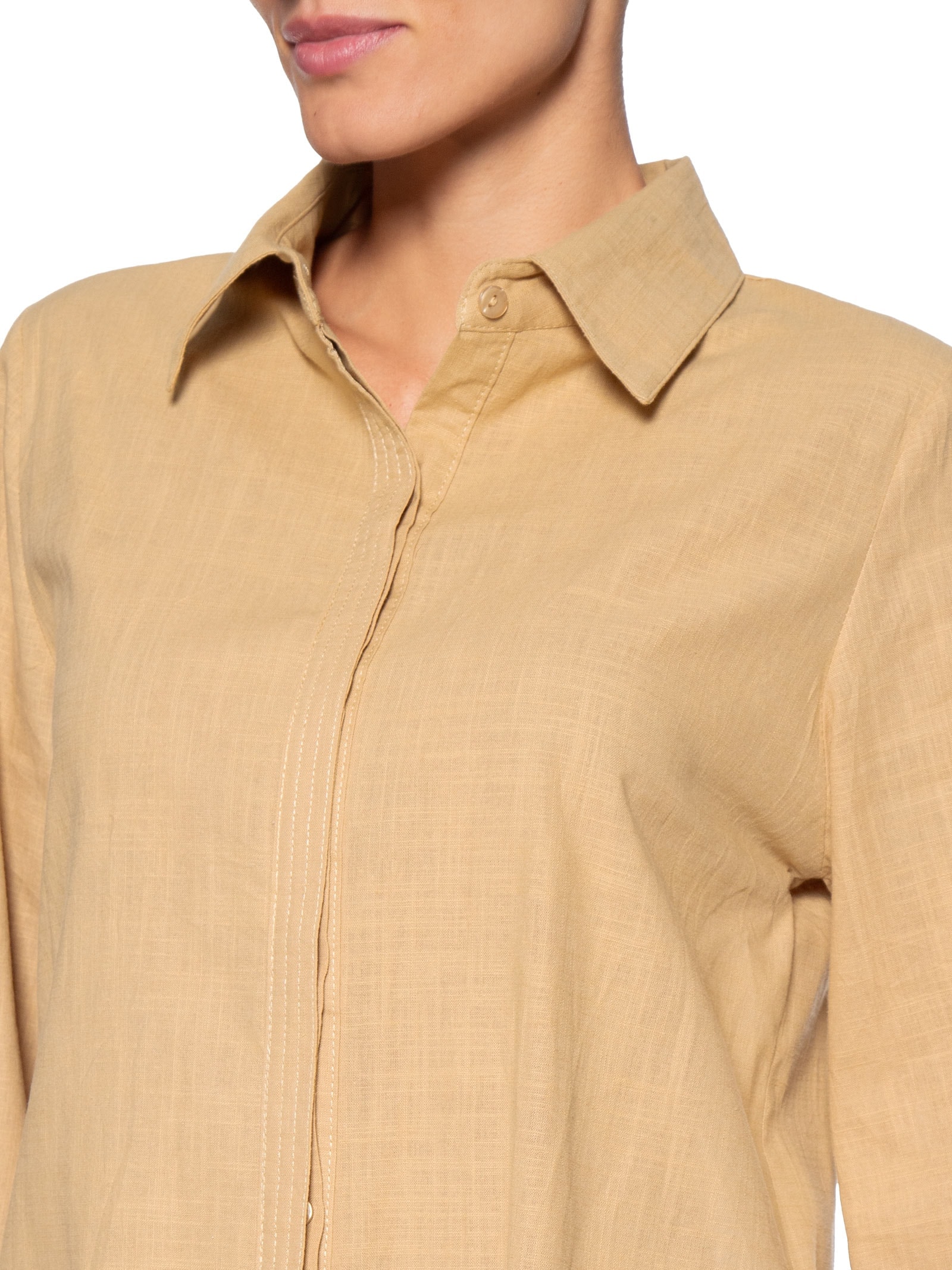 Conjunto Feminino Camisa E Calça Amarelo Basiq