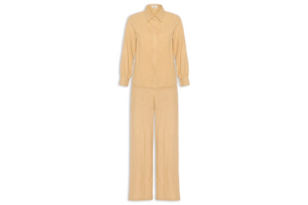 Conjunto Feminino Camisa E Calça - Amarelo