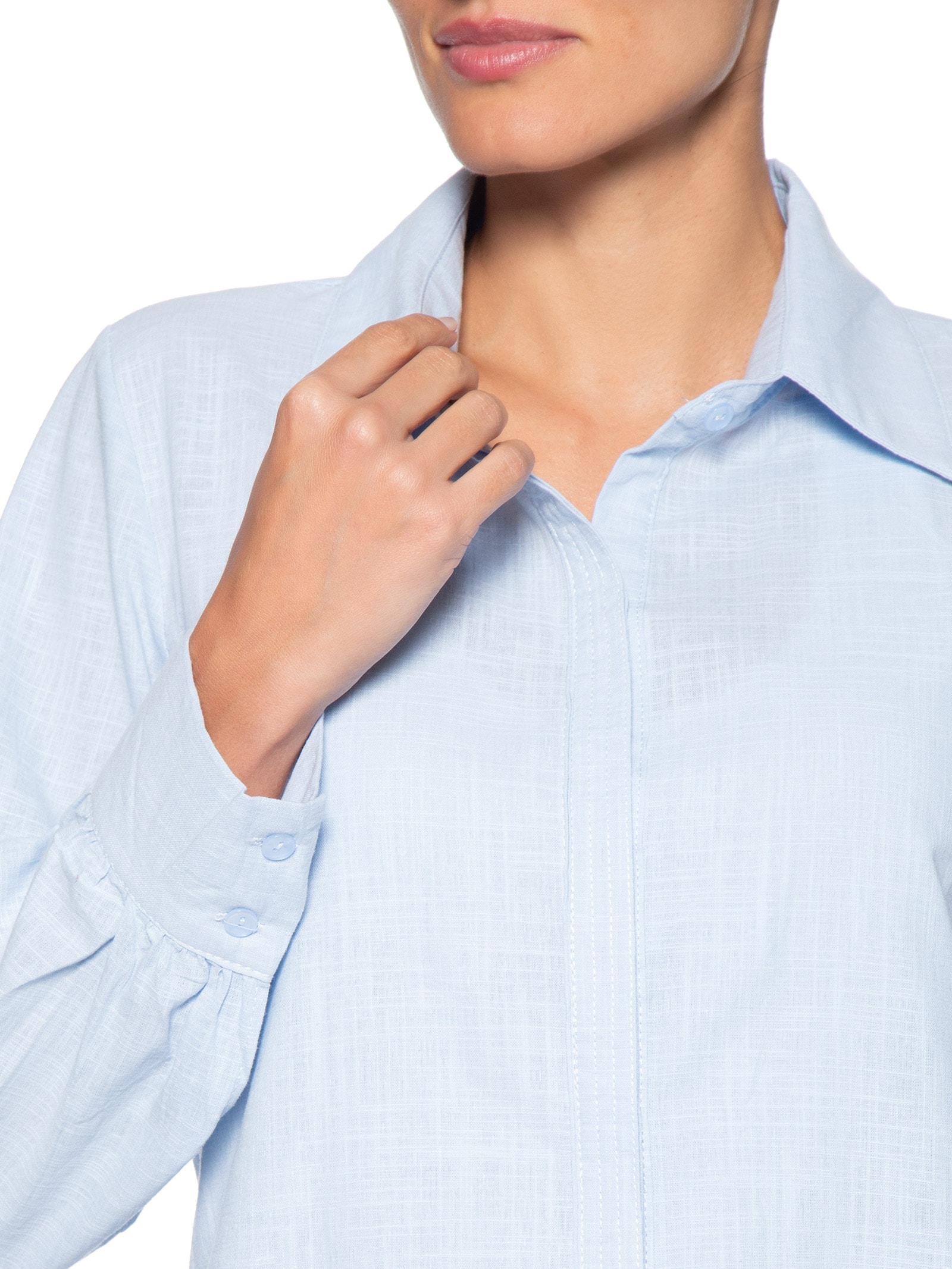 Conjunto Feminino Camisa E Calça Azul Basiq