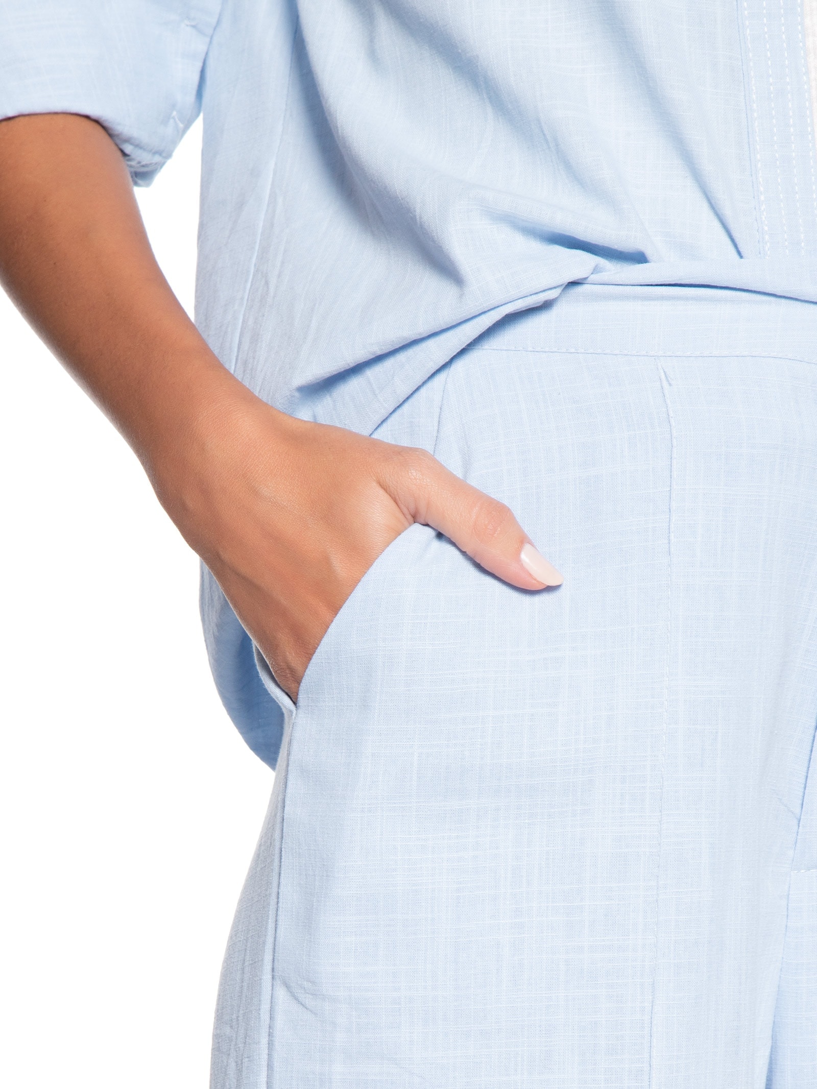 Conjunto Feminino Camisa E Calça Azul Basiq