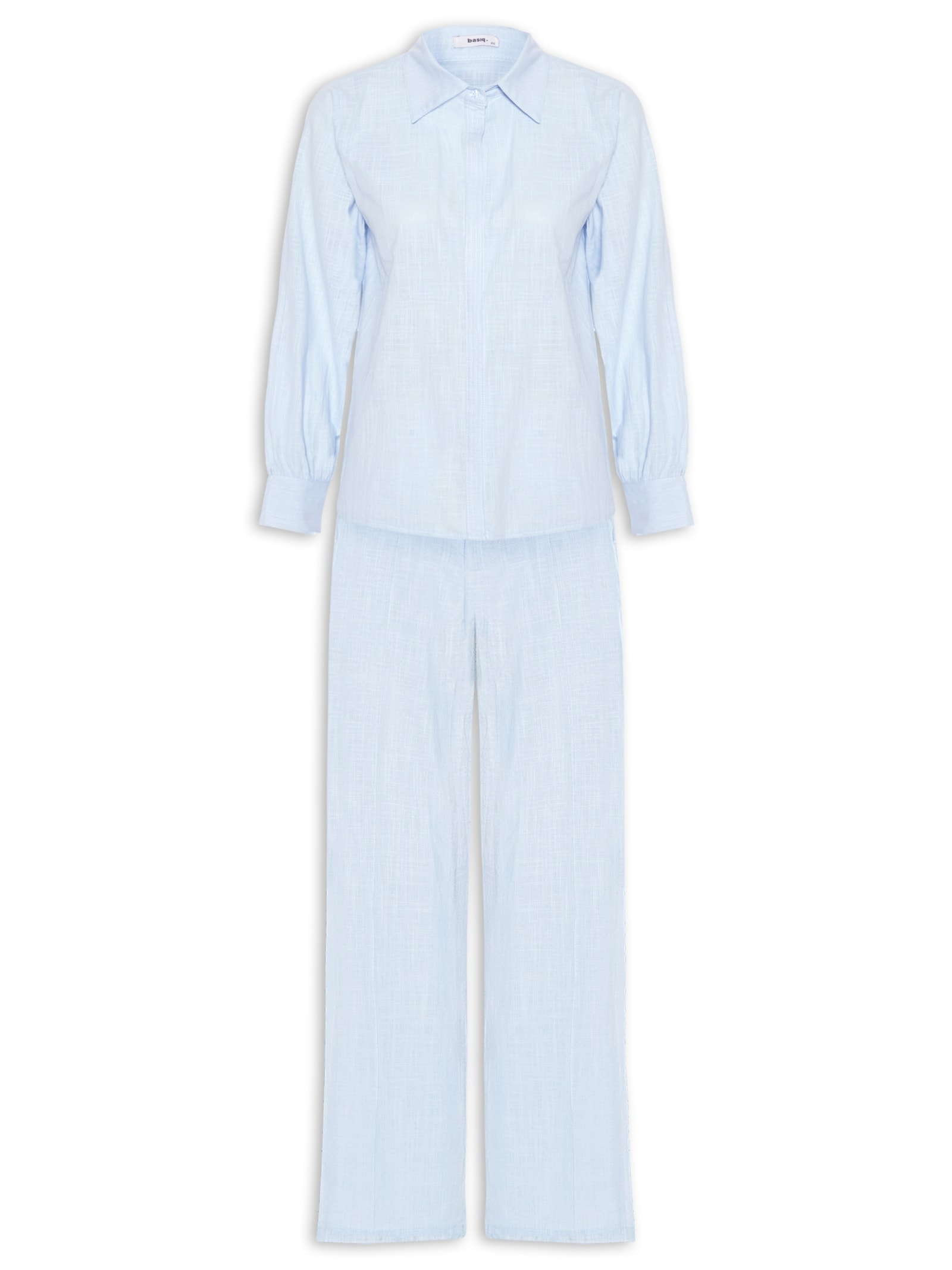 Conjunto Feminino Camisa E Calça Azul Basiq