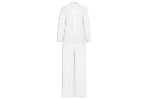 Conjunto Feminino Camisa E Calça - Branco