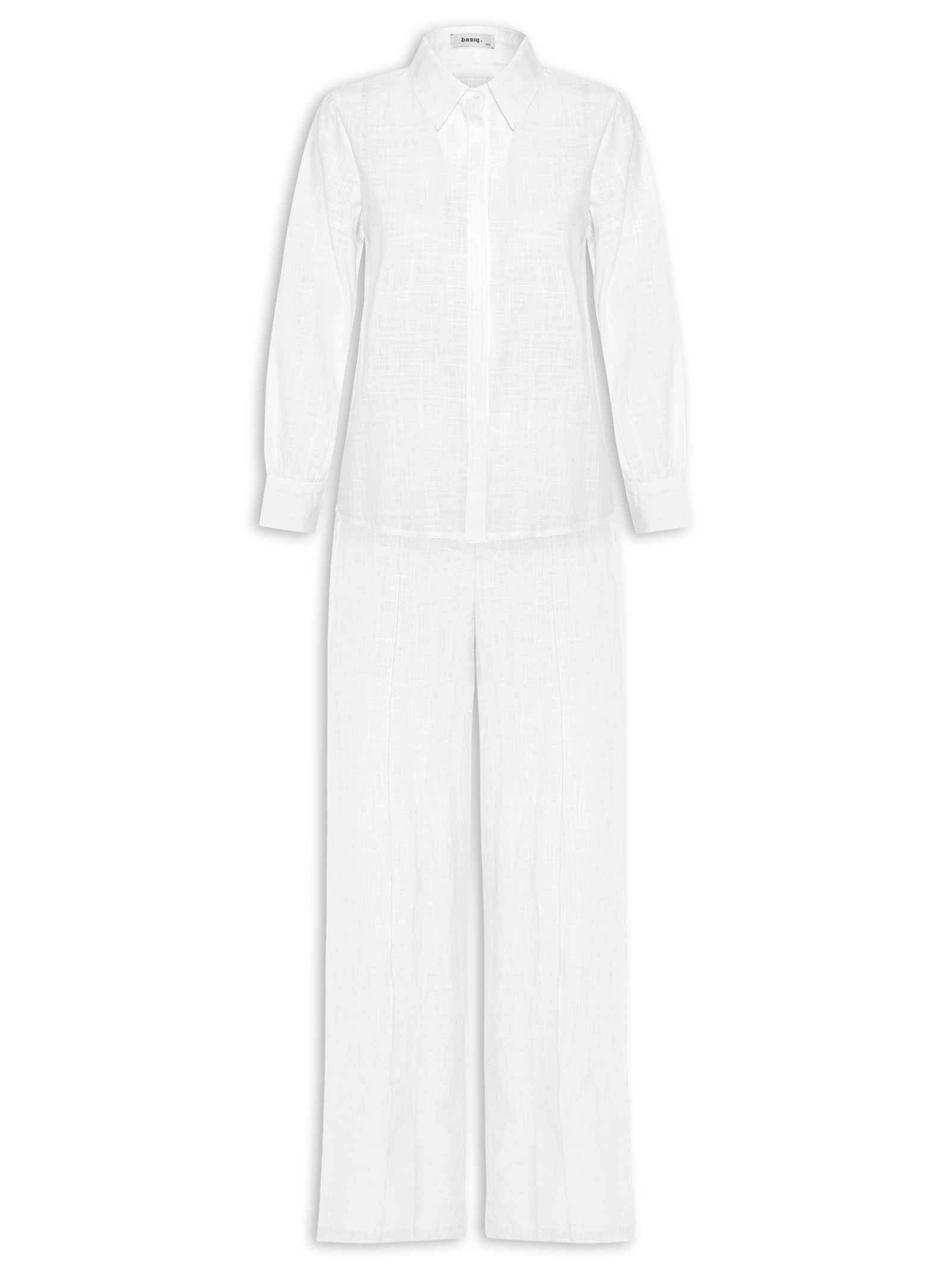 Conjunto Feminino Camisa E Calça Branco Basiq