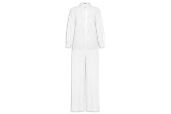 Conjunto Feminino Camisa E Calça - Branco