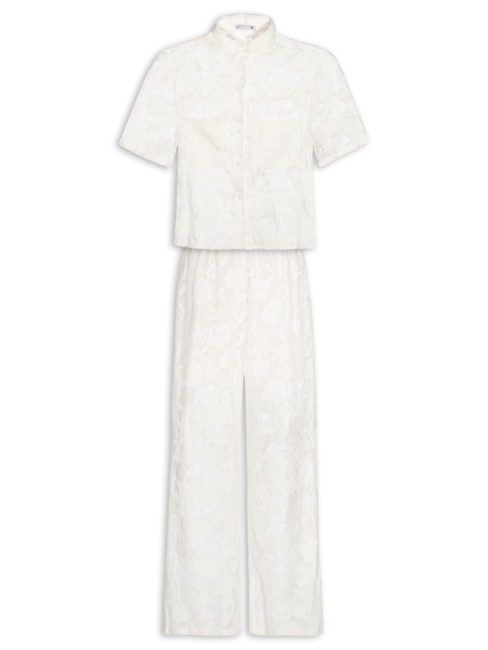 Conjunto Feminino Camisa E Calça Pantalona Em Tela Bege '2Essential