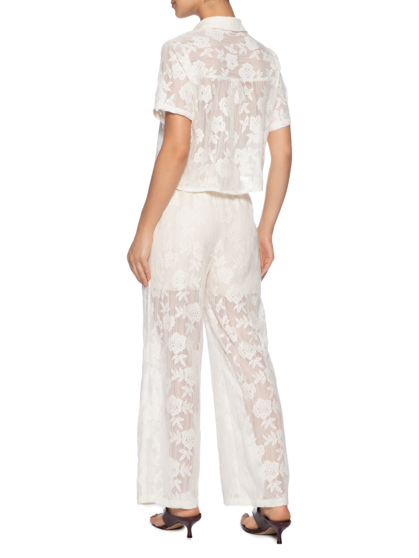 Conjunto Feminino Camisa E Calça Pantalona Em Tela Bege '2Essential