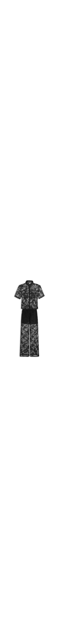 Conjunto Feminino Camisa E Calça Pantalona Em Tela - Preto