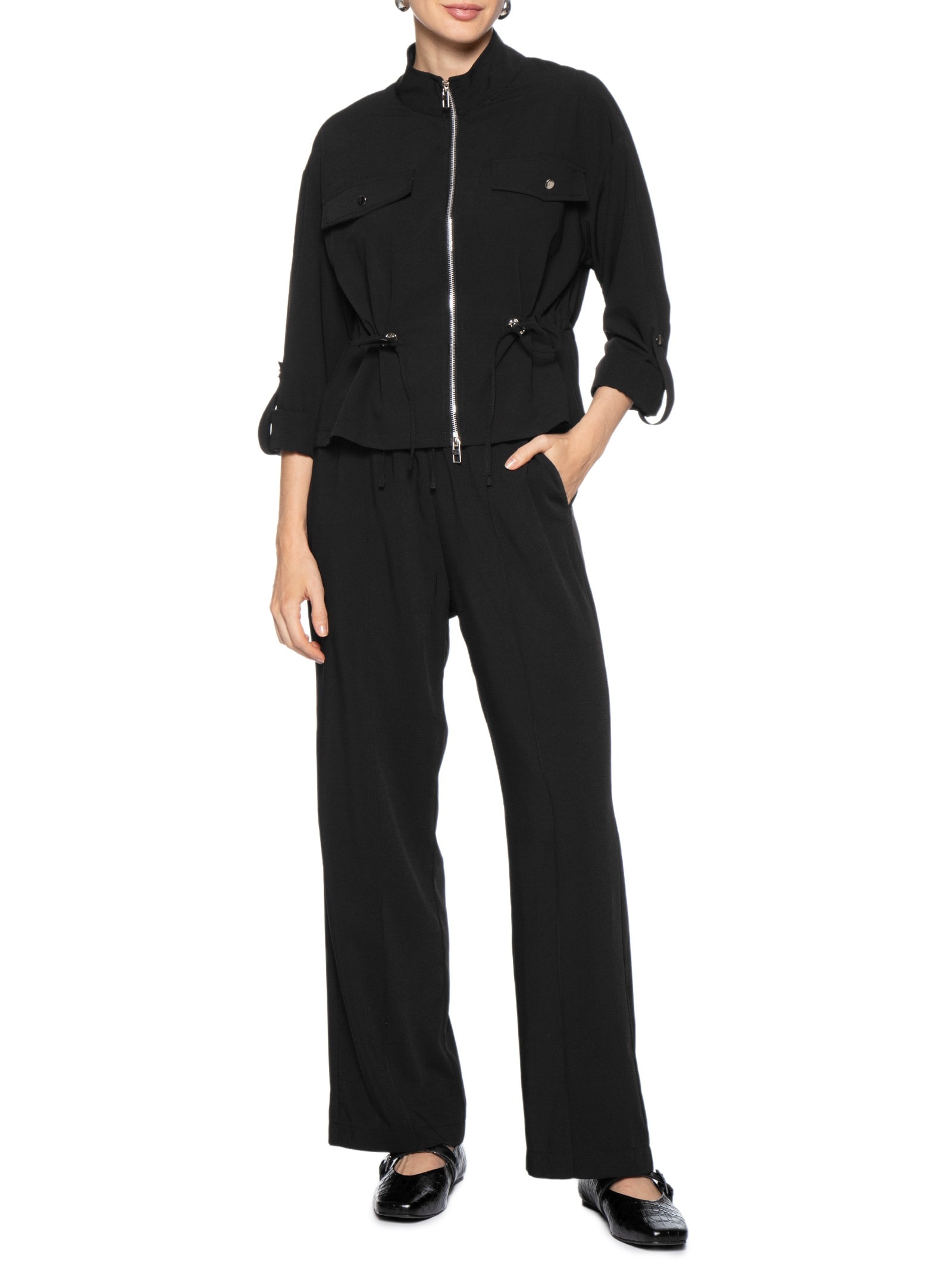 Conjunto Feminino Camisa e Calça Preto Basiq