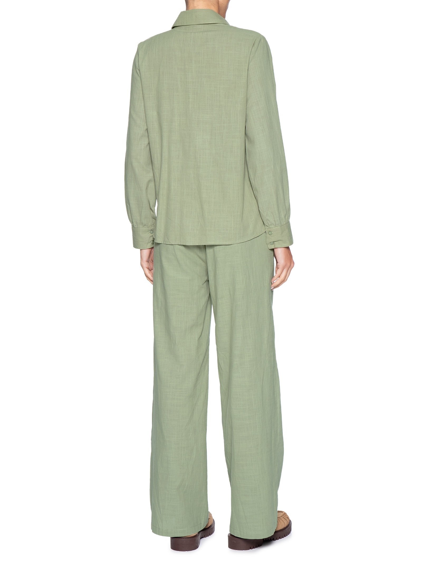 Conjunto Feminino Camisa E Calça Verde Basiq