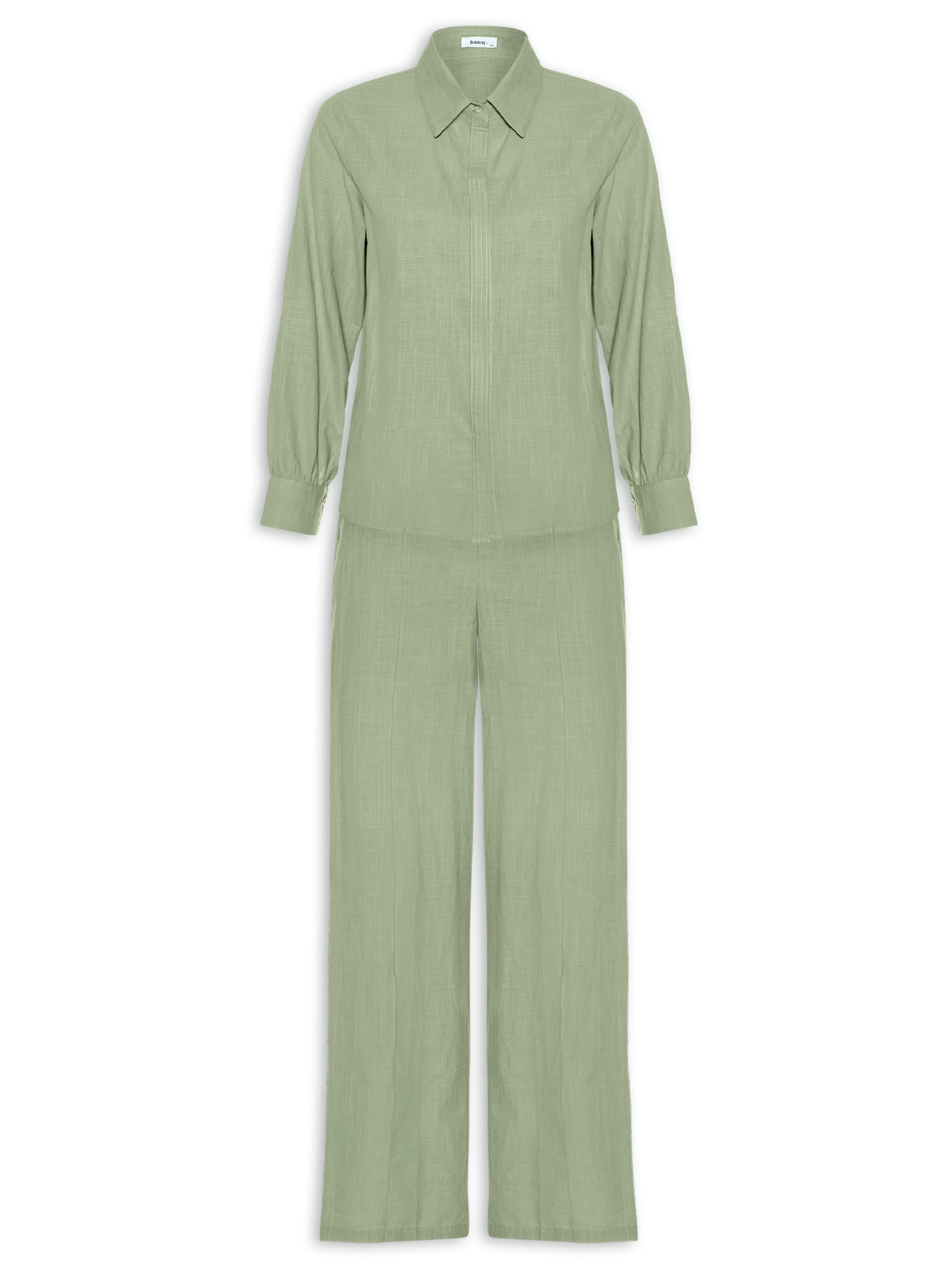 Conjunto Feminino Camisa E Calça Verde Basiq