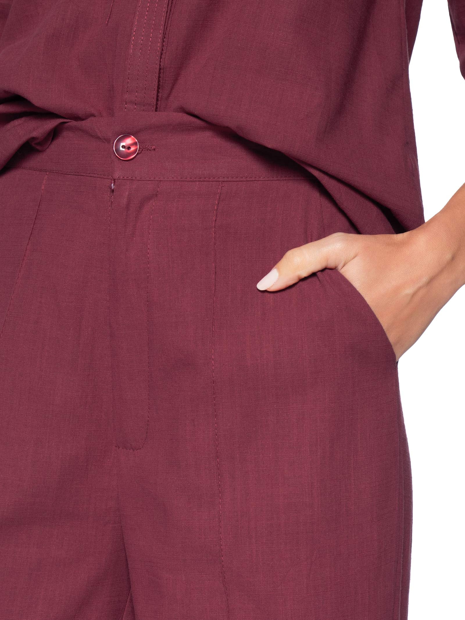 Conjunto Feminino Camisa E Calça Vermelho Basiq