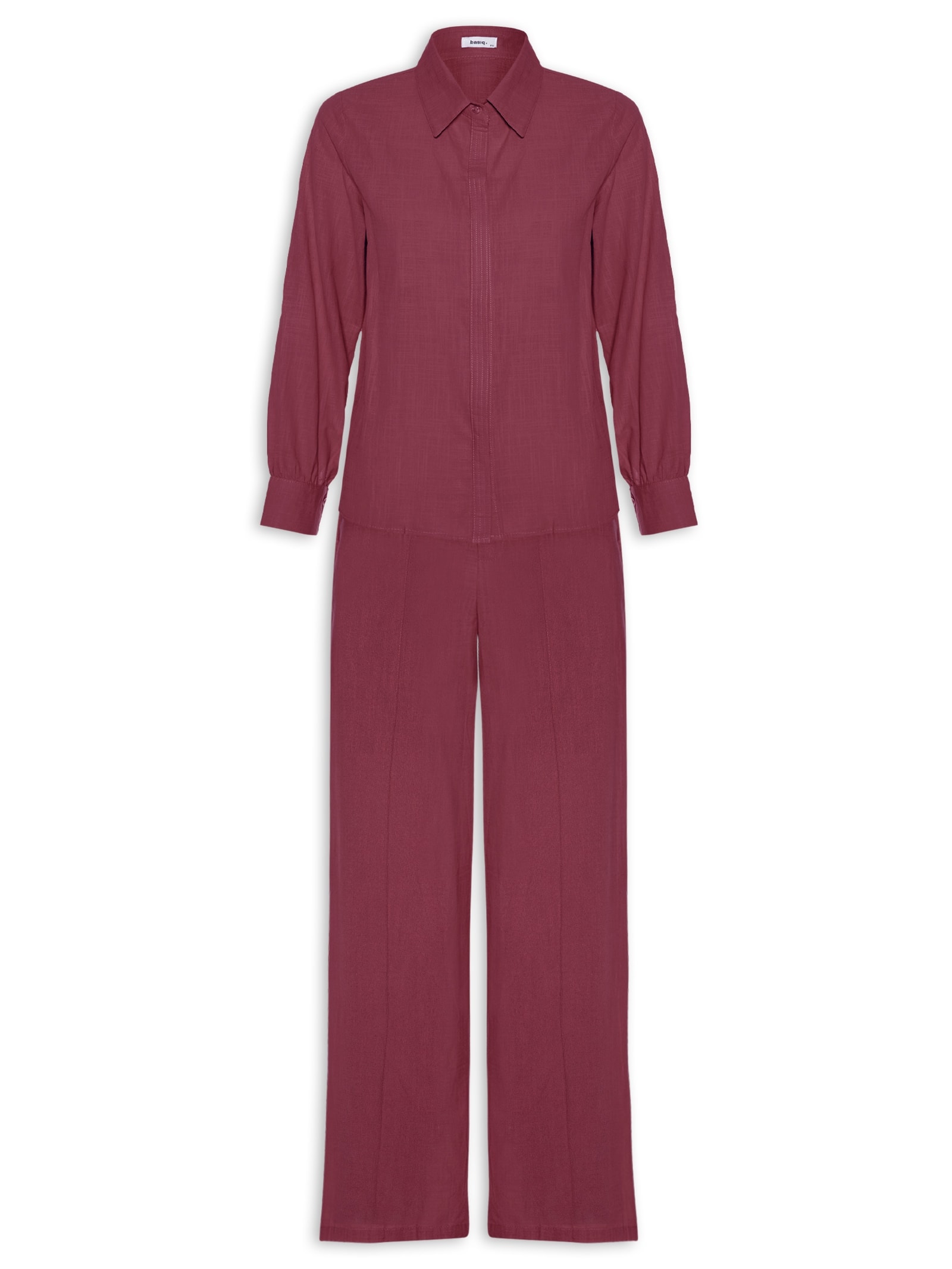Conjunto Feminino Camisa E Calça Vermelho Basiq