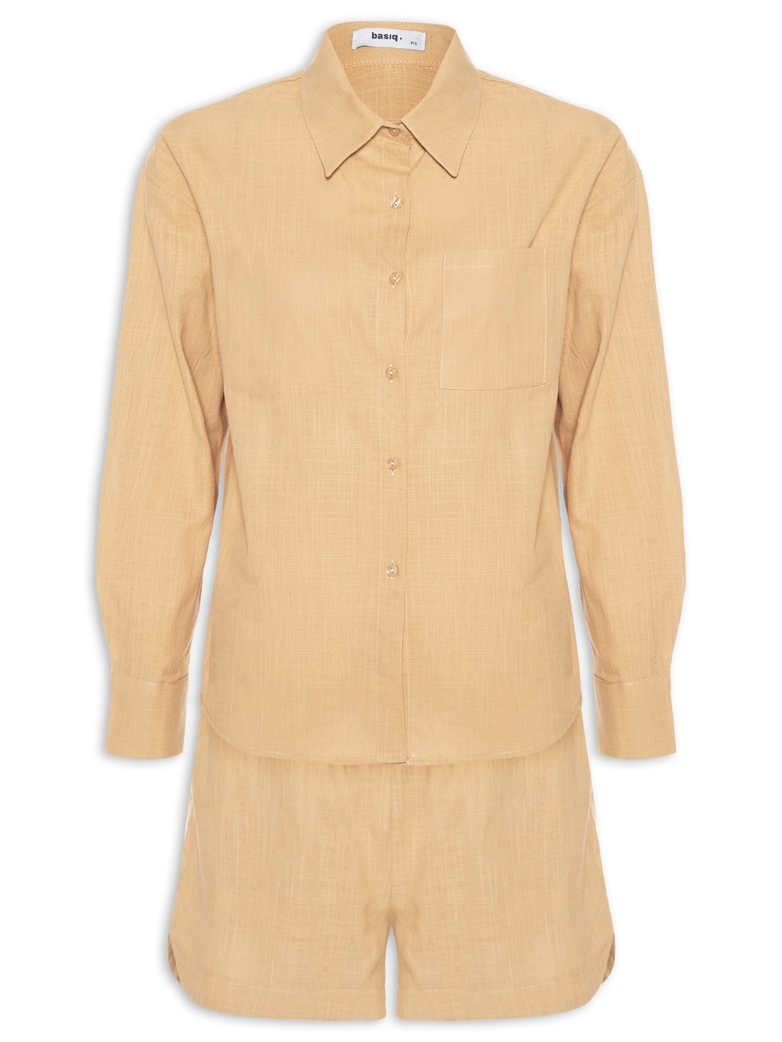 Conjunto Feminino Camisa E Short Amarelo Basiq