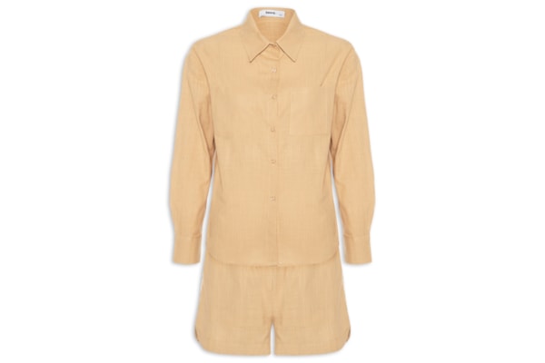 Conjunto Feminino Camisa E Short - Amarelo