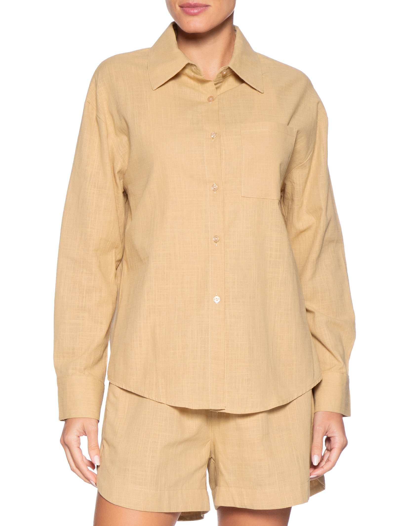 Conjunto Feminino Camisa E Short Amarelo Basiq