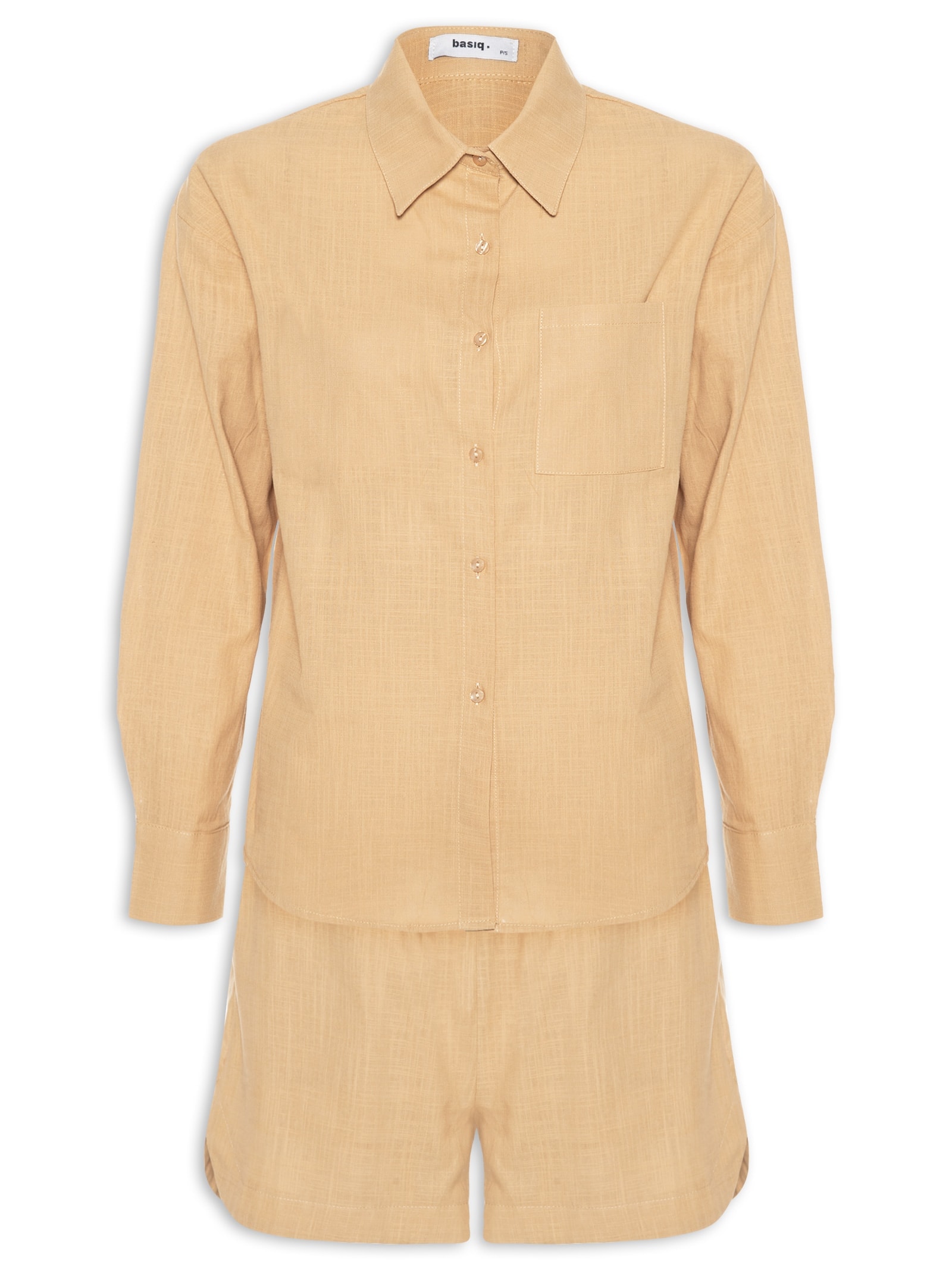 Conjunto Feminino Camisa E Short Amarelo Basiq