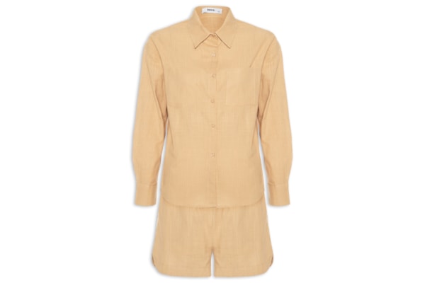 Conjunto Feminino Camisa E Short - Amarelo