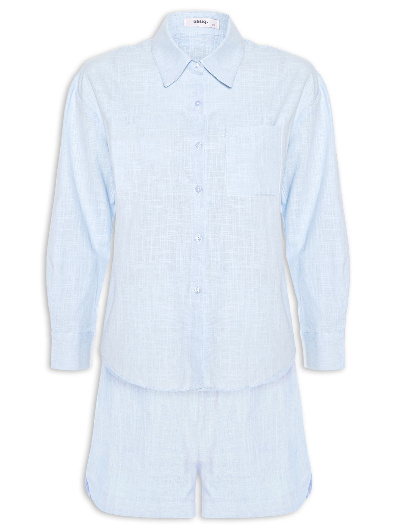 Conjunto Feminino Camisa E Short Azul Basiq