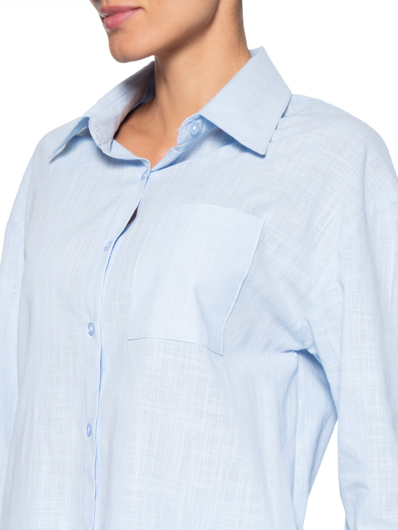 Conjunto Feminino Camisa E Short Azul Basiq